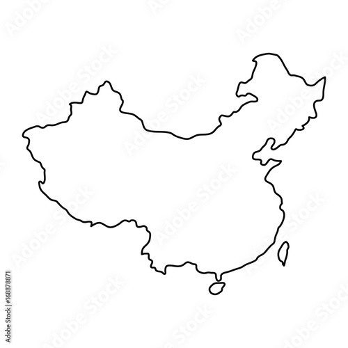 China map of black contour curves of vector illustration