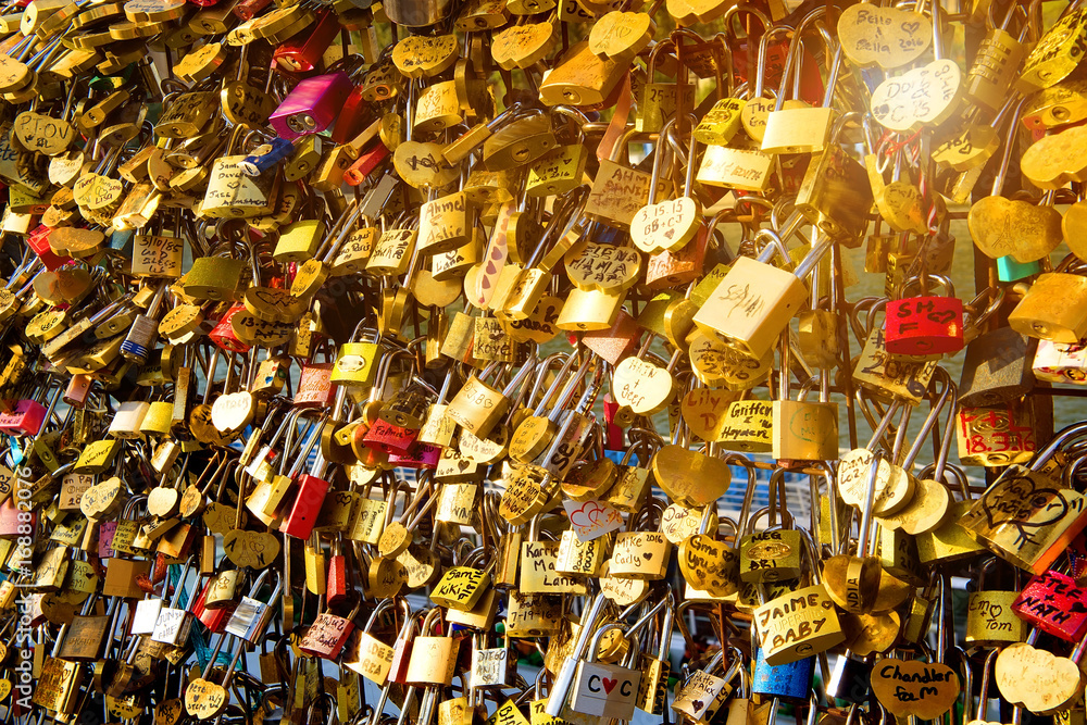 Locks of love on bridge Locks of love on bridge