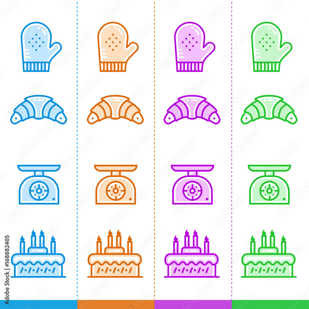 Set of line icons with different colors. High quality modern pictogram Set of line icons with different colors. High quality modern pictogram