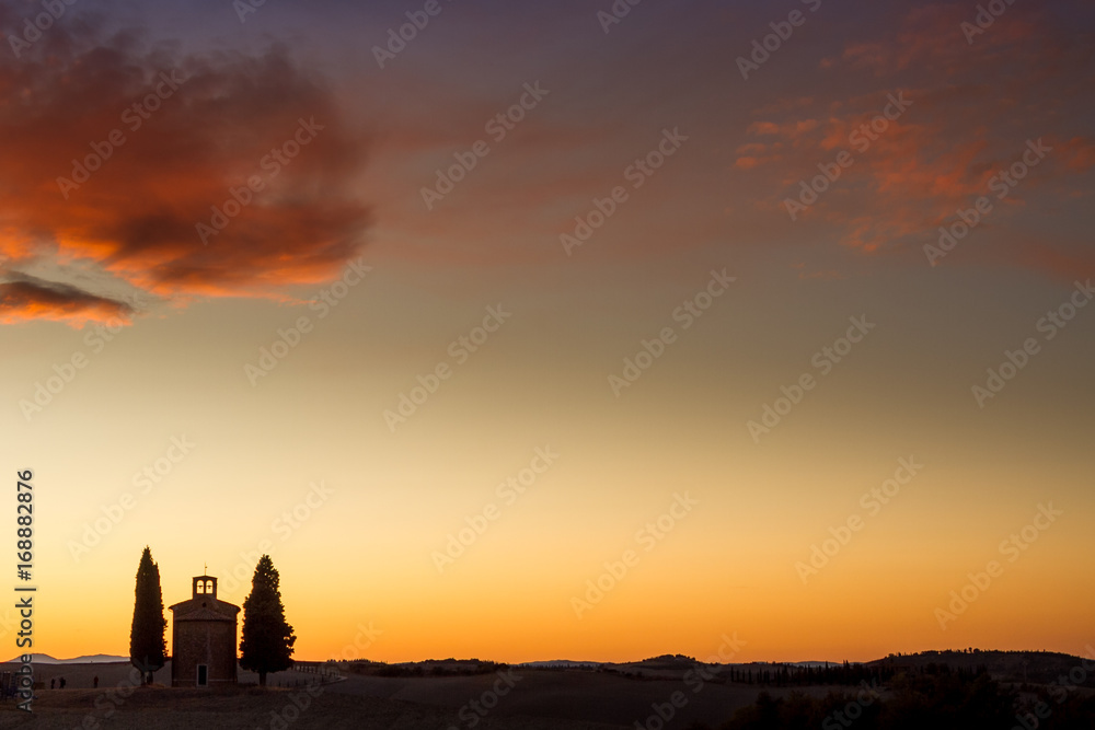 Fototapeta premium Tuscany Italy - Vitaleta church at sunset