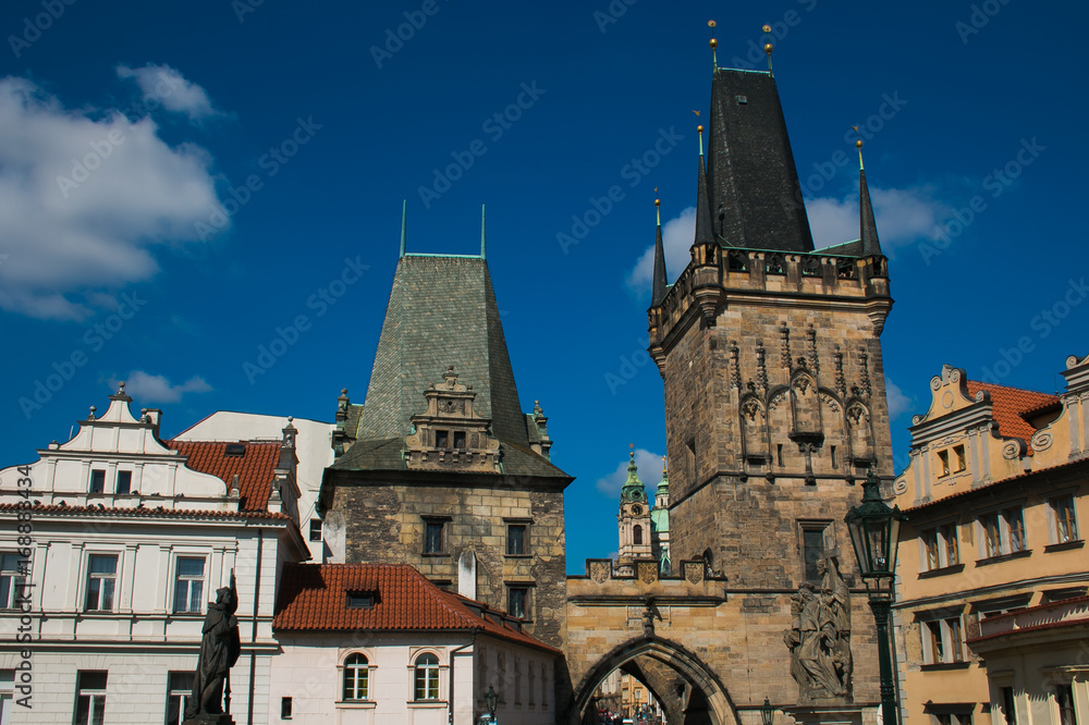 Ponte Carlo nel centro storico di Praga, Boemia, Repubblica Ceca