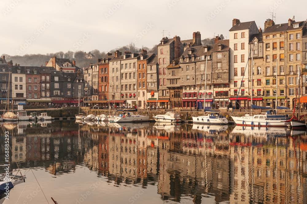Picturesque old port of Honfleur in Normandy region of France
