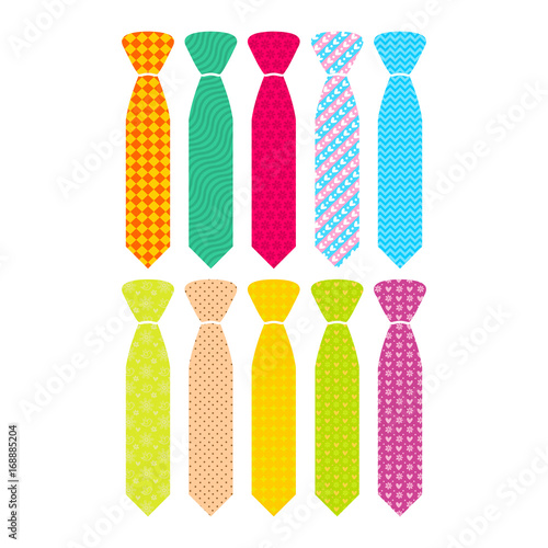 Beautiful colored men's ties with different patterns