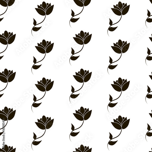 Floral seamless pattern with black flowers.  Vector hand drawn background  for textile, print, wallpapers, wrapping.