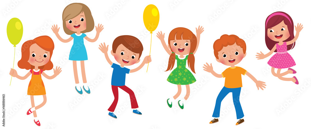 Group of jumping children isolated on white Group of jumping children isolated on white