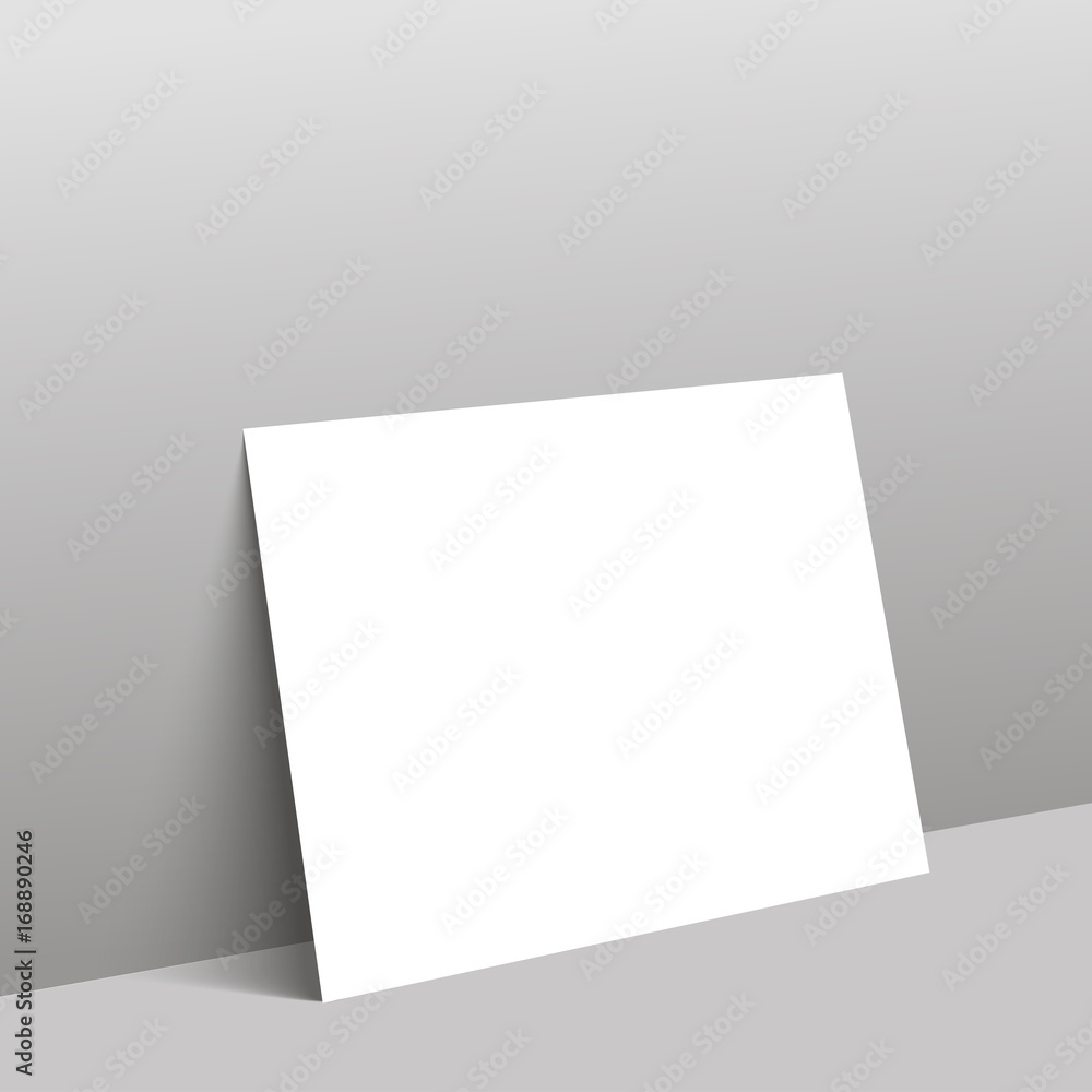 White sheet leaning against a grey wall. Vector illustration. Mock up White sheet leaning against a grey wall. Vector illustration. Mock up
