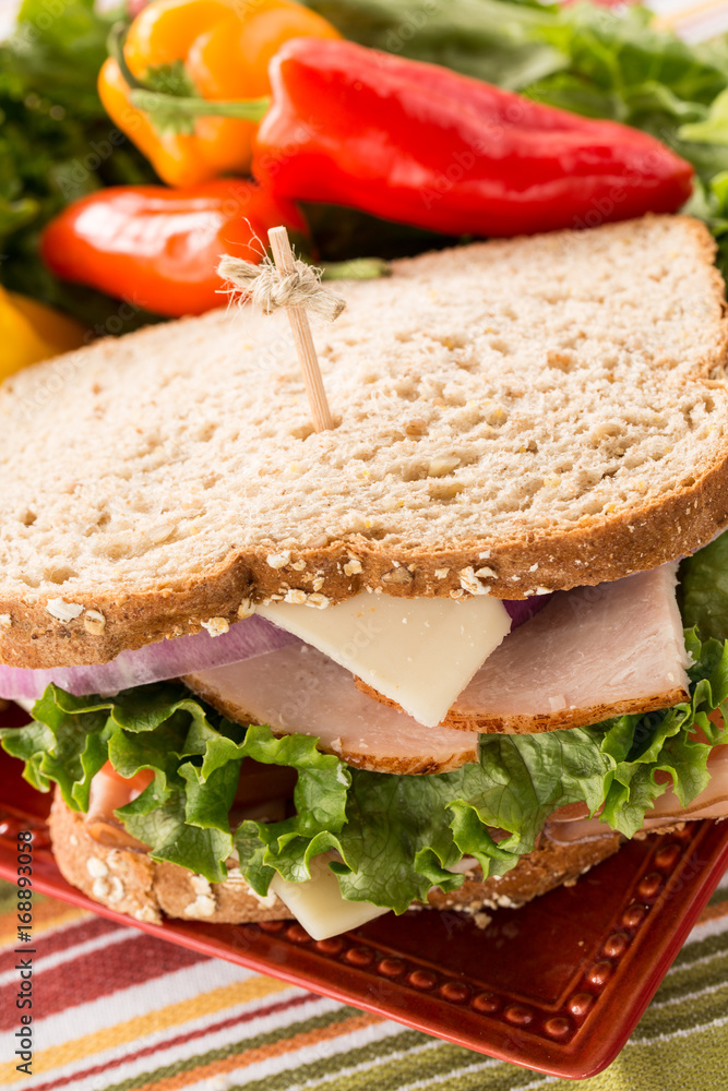 Close Up Healthy Lunch Sandwich With Peppers Close Up Healthy Lunch Sandwich With Peppers