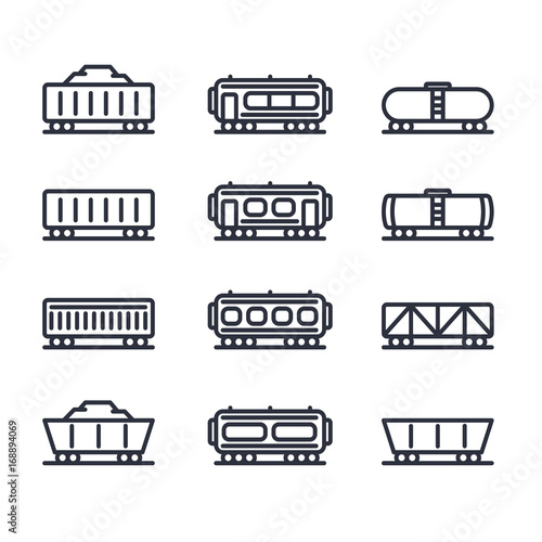 Cargo Wagon Train Container Minimalistic Flat Line Icon Pictogram Vector
