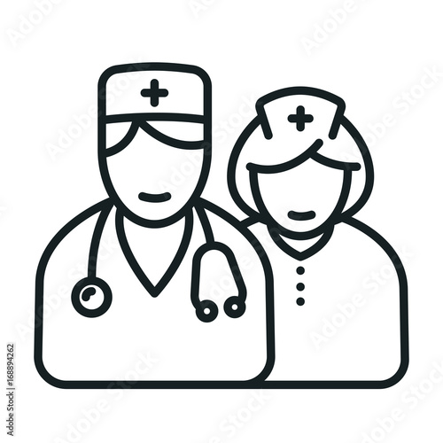 Doctor and Nurse Minimalistic Black flat line icon