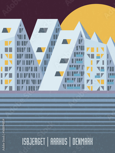 Isbjerget buildings at Aarhus vector poster