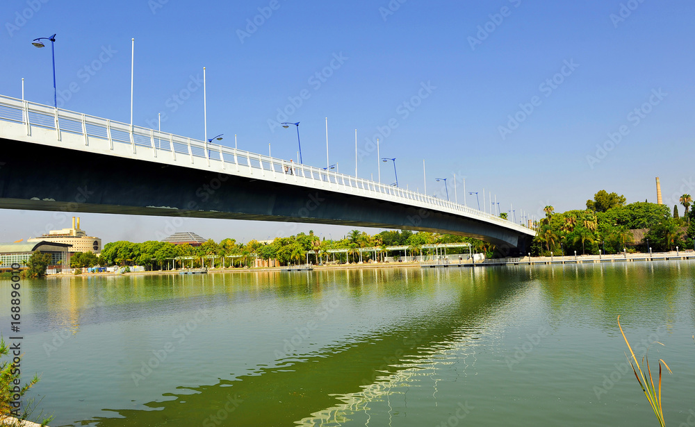 Bridge of Cartuja on the Guadalquivir river, Seville, Spain