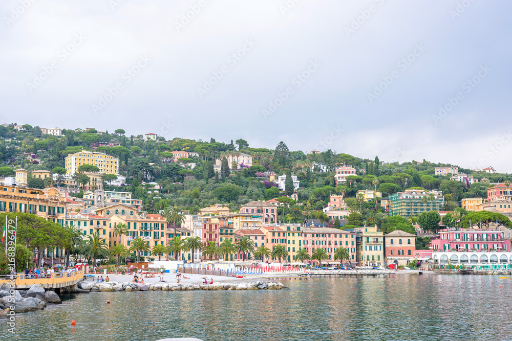 Beautiful rainy and cloudy day in Santa Margherita Ligure. View to city and sky.