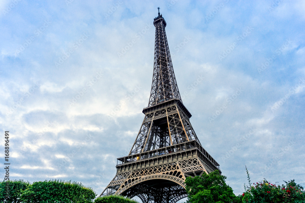 Fototapeta premium The Eiffel Tower (nickname La dame de fer, the iron lady),The tower has become the most prominent symbol of both Paris and France