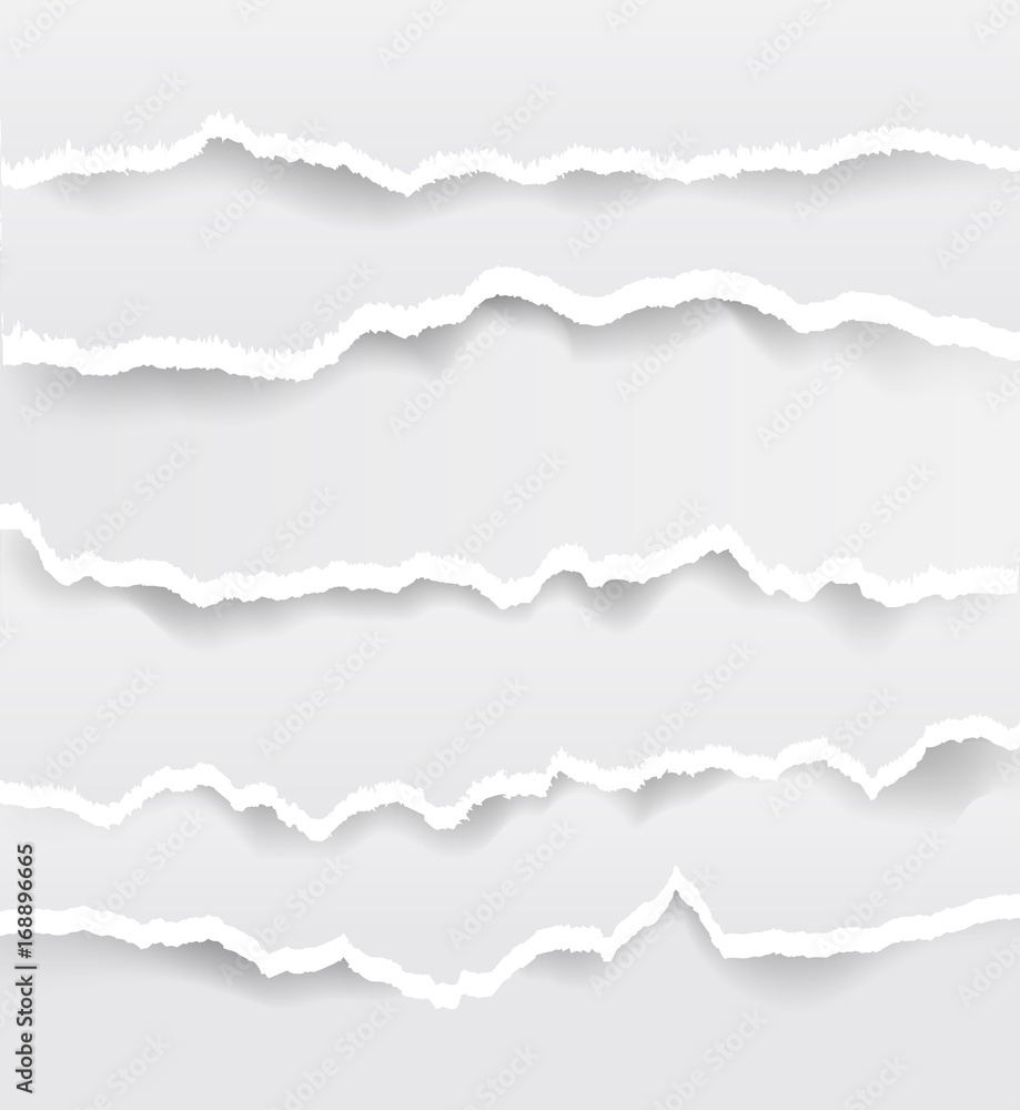 Big set of blank Torn paper sheets. Vector note pieces collection with sticky tape.