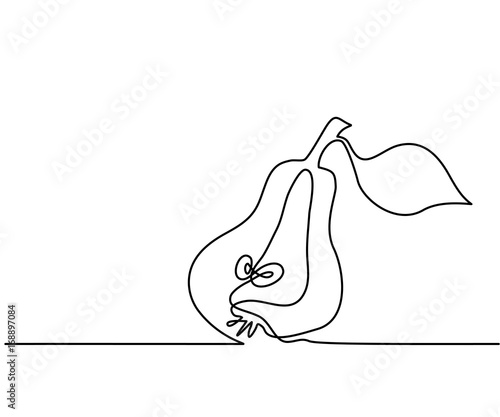 Stylized drawing of pear. Continuous thin line drawing. Vector illustration