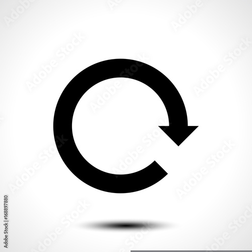 Black arrow icon reload, refresh, rotation, reset, repeat sign. Vector illustration