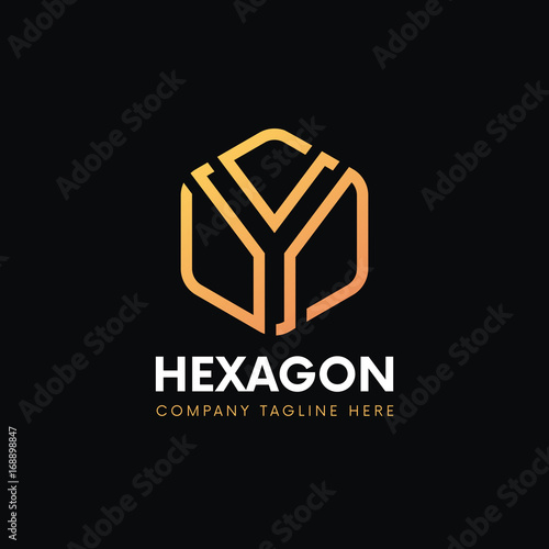 Clean Y letter luxury logo hexagon sign icon vintage design.