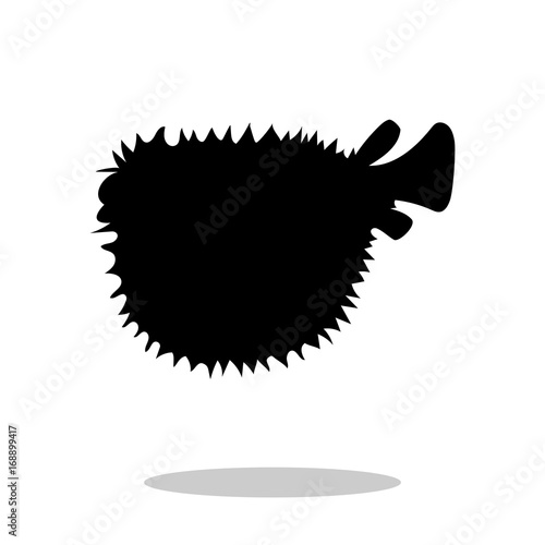 Seaurchin fish black silhouette aquatic animal