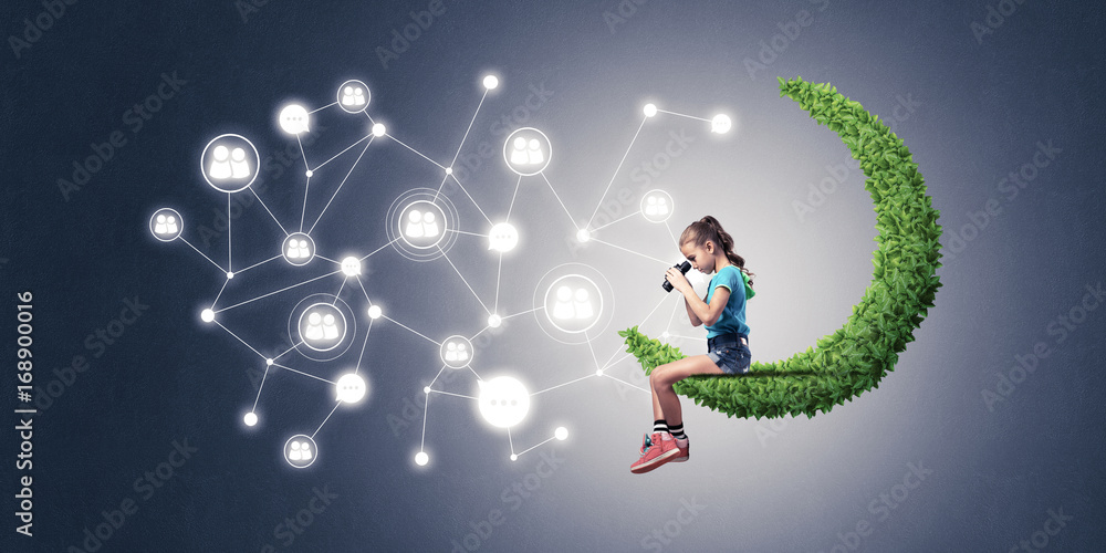 Idea of children Internet communication or online playing and pa Idea of children Internet communication or online playing and pa