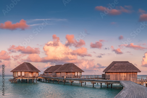Wonderful golden hour at tropical beach resort in Maldives © Salawin Chanthapan