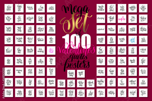 mega set of 100 hand lettering valentines and wedding quotes
