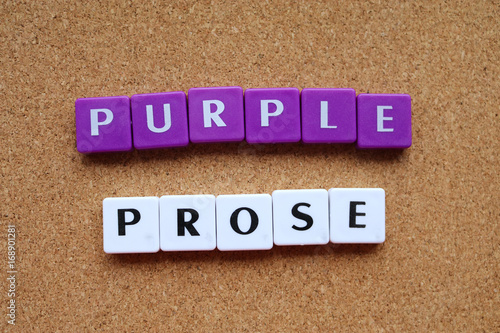 Letter tiles spelling out purple prose photo