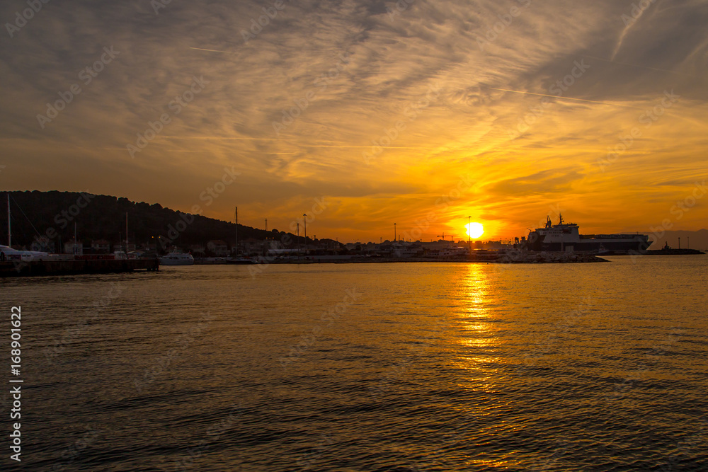 Sunset in Yacht Marina in Cesme