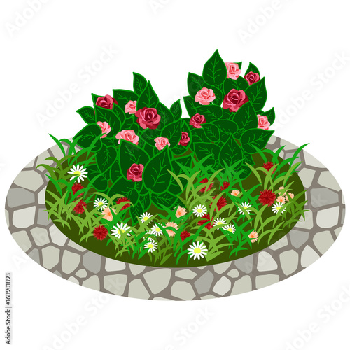Garden flowers asset. Bushes and flowers
