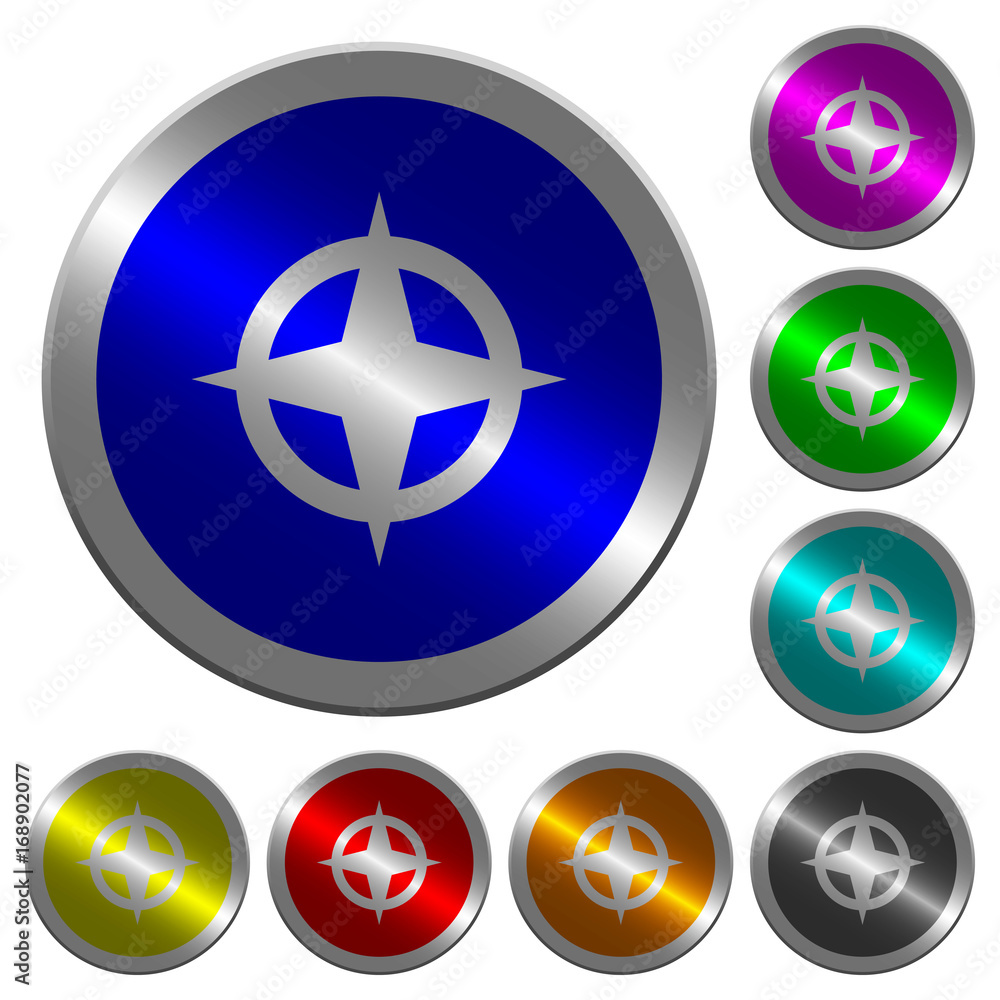 Map directions luminous coin-like round color buttons Map directions luminous coin-like round color buttons
