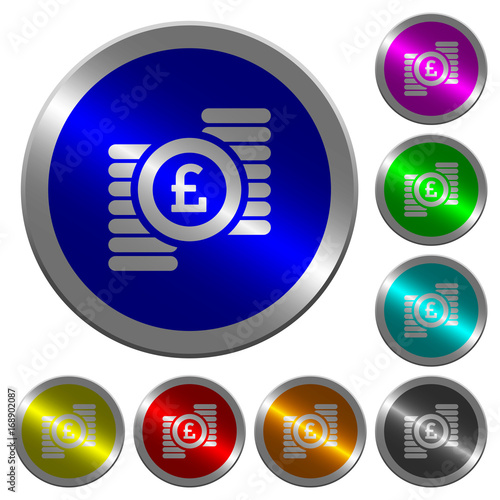 Pound coins luminous coin-like round color buttons © botond1977