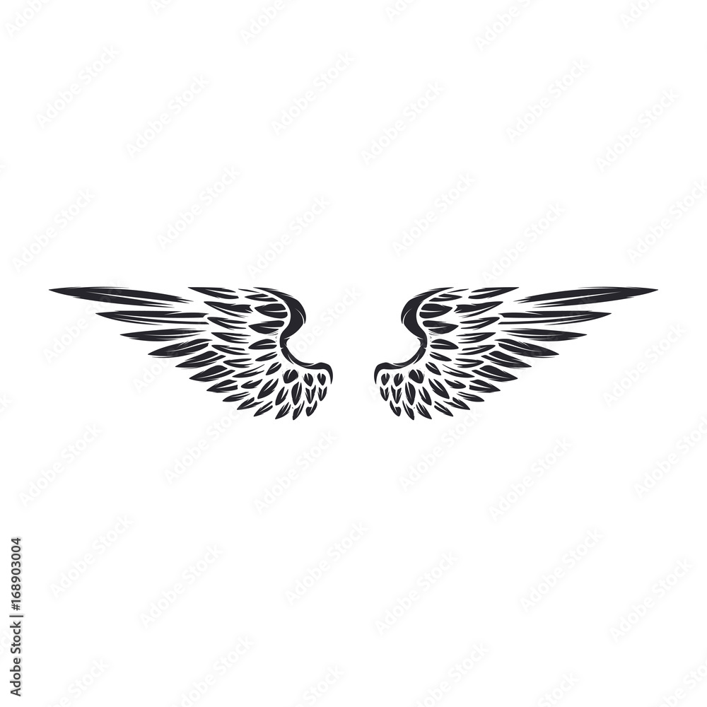 Wings isolated on white background. Design elements for logo, label, emblem, sign. Vector illustration Wings isolated on white background. Design elements for logo, label, emblem, sign. Vector illustration