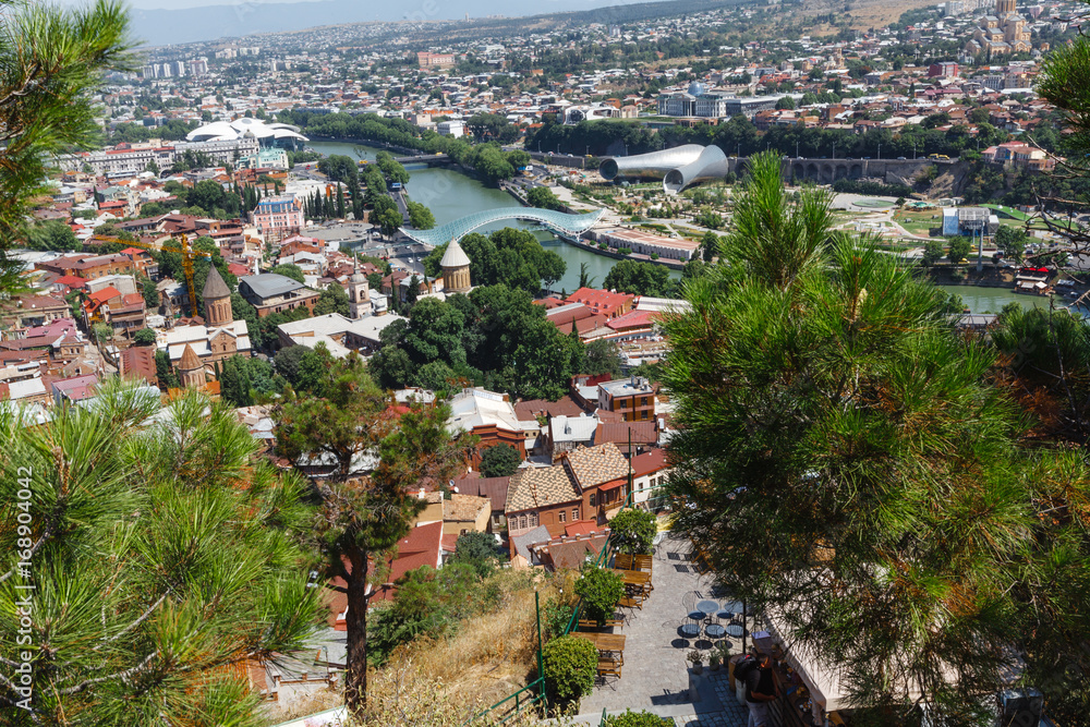 view of Tbilisi, capital of Georgia country. View from Narikala fortress.