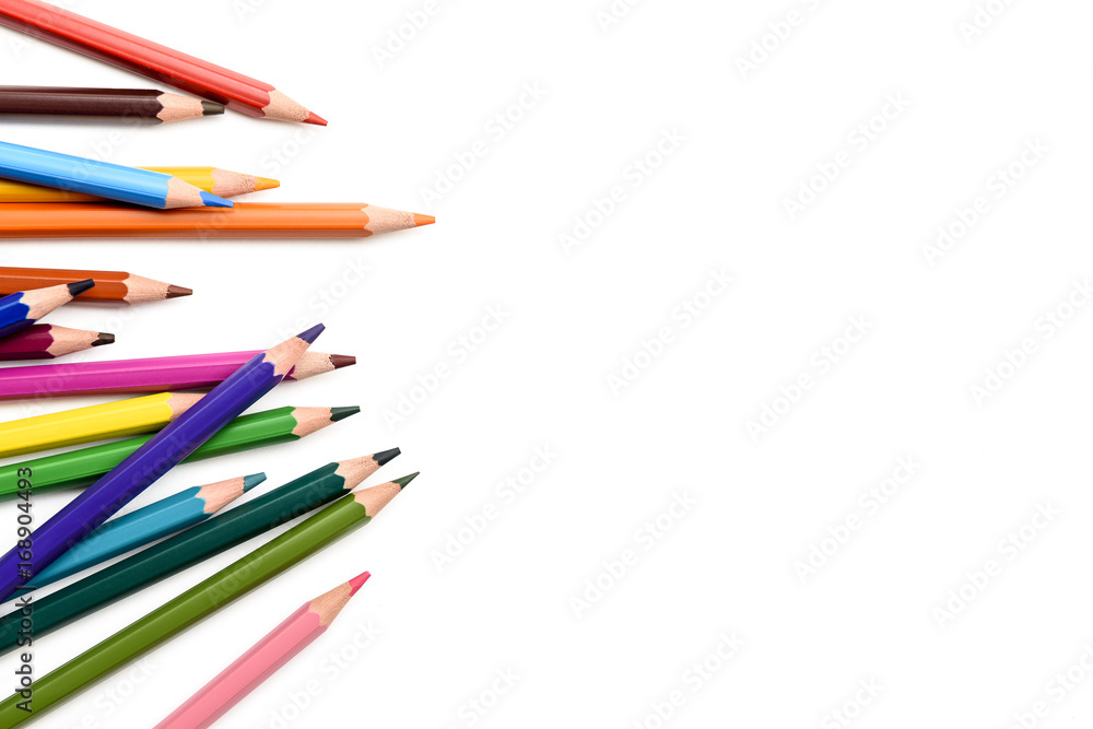 Colored pencils isolated on white background