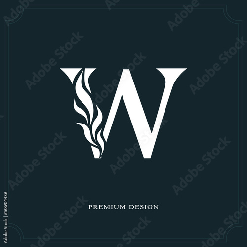 Elegant letter W. Graceful royal style. Calligraphic beautiful logo. Vintage drawn emblem for book design, brand name, business card, Restaurant, Boutique, Hotel. Vector illustration