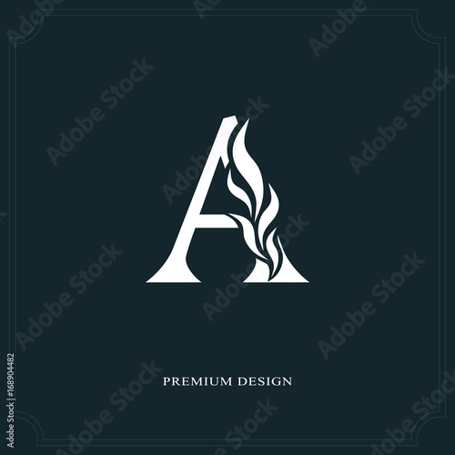 Elegant letter A. Graceful royal style. Calligraphic beautiful logo. Vintage drawn emblem for book design, brand name, business card, Restaurant, Boutique, Hotel. Vector illustration