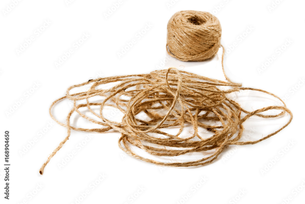 Image of rope on white background closeup Image of rope on white background closeup