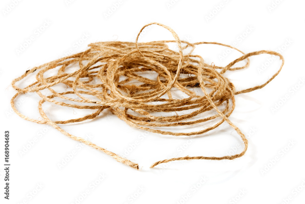 Image of rope on white background close up Image of rope on white background close up