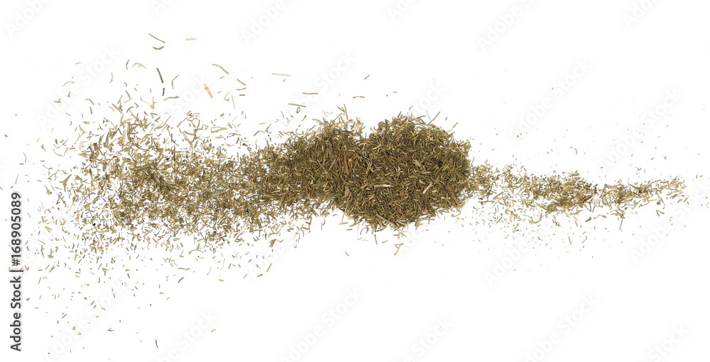 Pile of dry dill isolated on white background, top view Pile of dry dill isolated on white background, top view