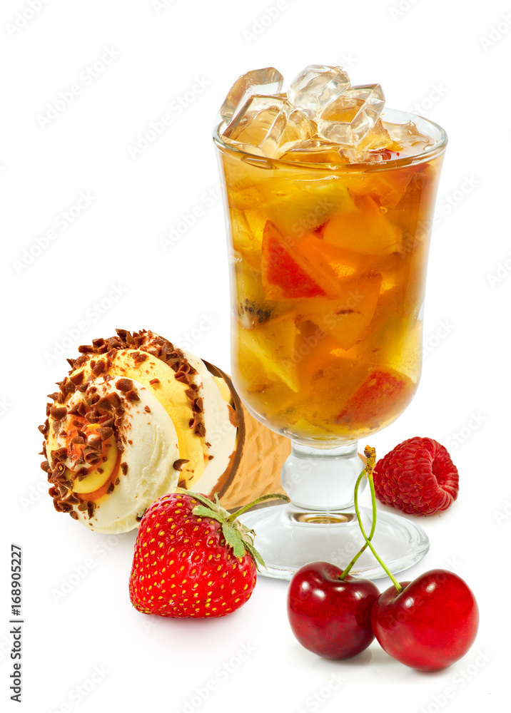 Fruit cocktail and fruit close-up Fruit cocktail and fruit close-up