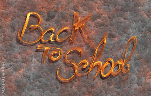 Back to school words lettering made by white fire on corrodet metal background photo