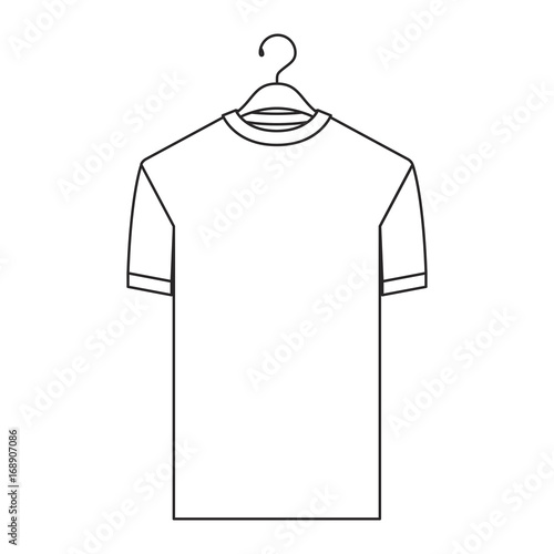 monochrome silhouette of t-shirt man in hanger vector illustration