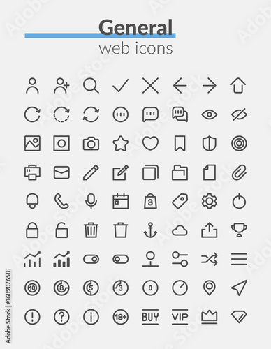 Print op canvas Boldline web icons set of quality icon