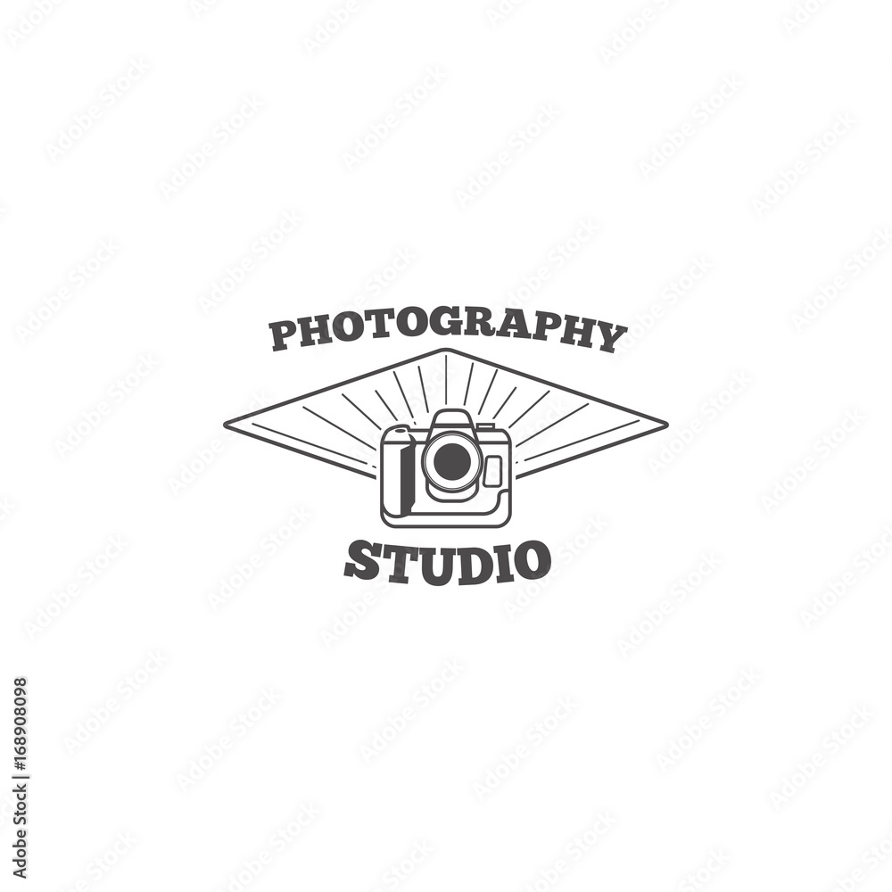 Retro style photo studio emblem template. Design element for logo, label, emblem, sign. Vector illustration