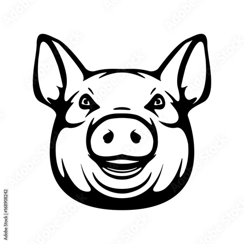 Pork meat label on white background. Design element for logo, label, emblem, sign. Vector illustration