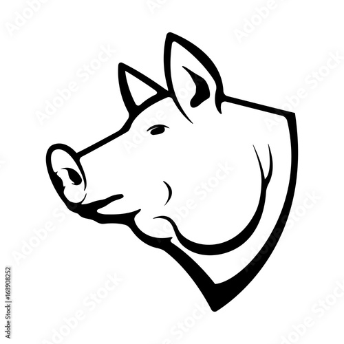 Pork meat label on white background. Design element for logo, label, emblem, sign. Vector illustration