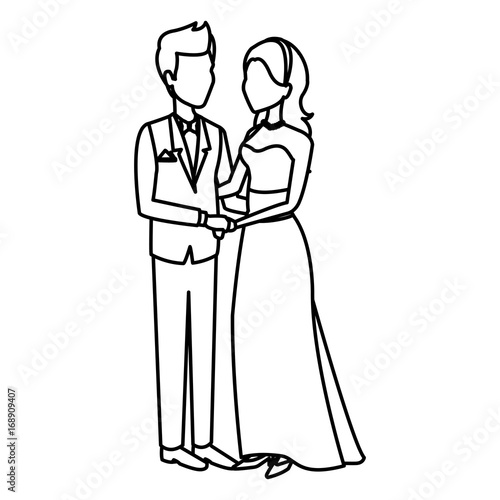 bride and groom embracing affection wedding scene vector illustration