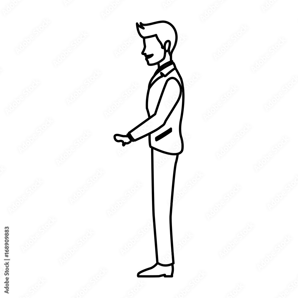 happy wedding groom in suit elegant standing character vector ilustration happy wedding groom in suit elegant standing character vector ilustration