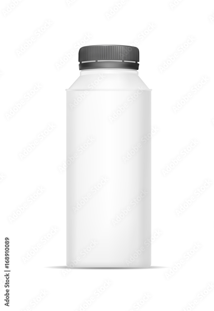 White empty plastic bottle for yogurt. Packaging for sour cream, sauce and snack White empty plastic bottle for yogurt. Packaging for sour cream, sauce and snack