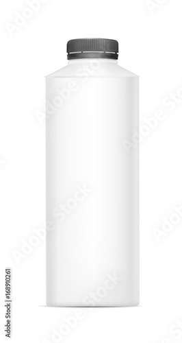 White empty plastic bottle for yogurt. Packaging for sour cream, sauce and snack