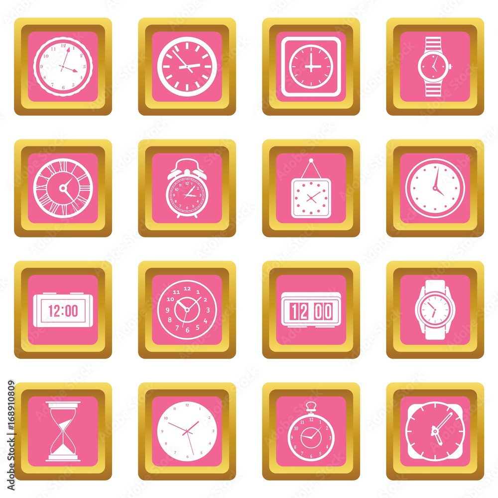 Time and Clock icons pink Time and Clock icons pink
